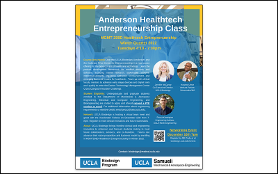 UCLA MAE and UCLA Biodesign Program present new course “Anderson Healthtech Entrepreneurship Class”