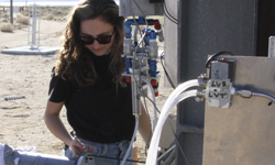 Anneliese Peterson doing final engine checkouts before a hot fire of a LOx-Ethanol engine.