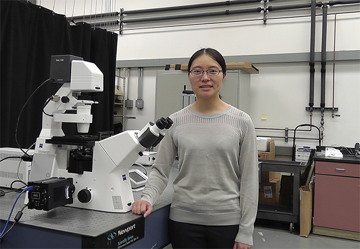 Dr. Jin in her Mechanics of Soft Materials Lab at UCLA.